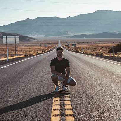 Man on road