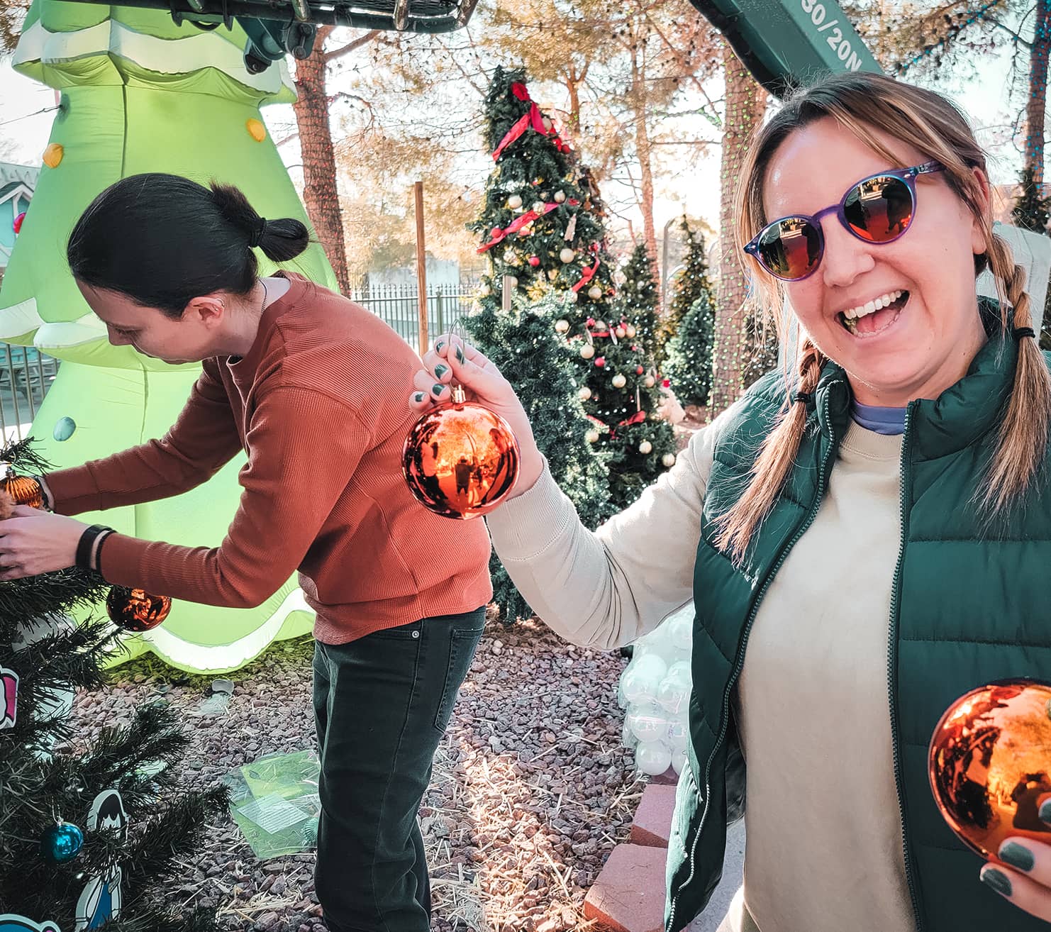MK decorating tree