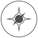 A simple black compass rose icon with four points inside a circle on a white background, reflecting the clear direction and guidance at the core of Braintrust Agency - About Us.